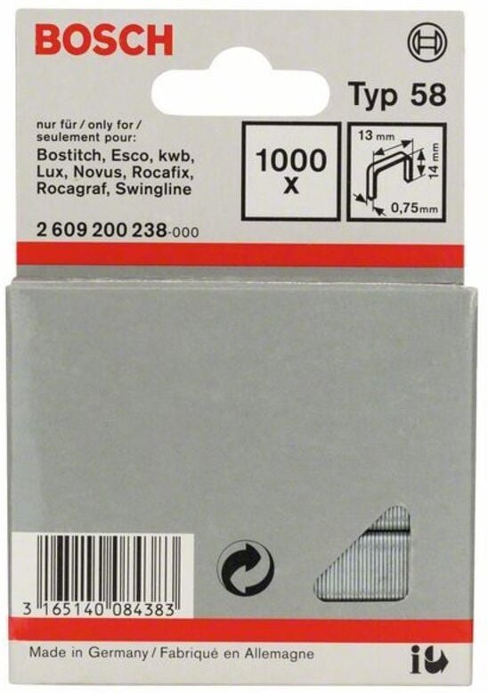 Feindrahtklammer Typ 58 13 x 0,75 x 14 mm - Bosch