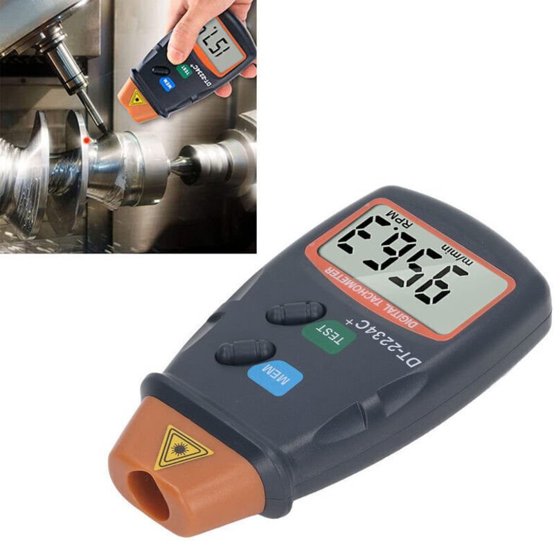 OUYLAF Berührungsloser digitaler Drehzahlmesser – 2,5 bis 99.999 U/min, mit 3 Reflektorstreifen und blauer Tasche