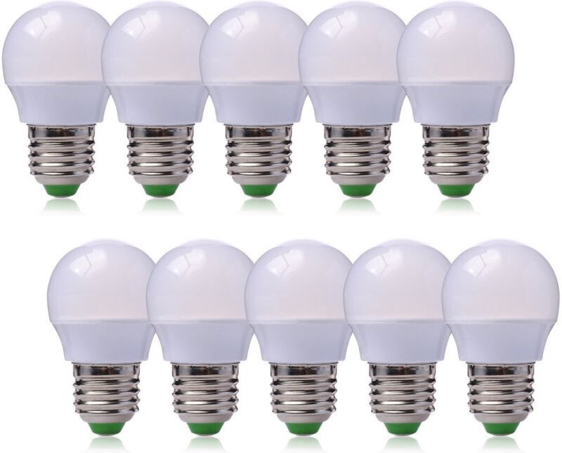 Trade Shop Traesio - Trade Shop - 3W led globe glühbirne mit milchweisser abdeckung mit warmem licht, 10ER-SET -