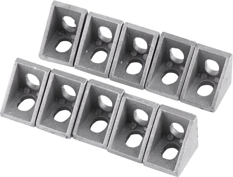 Ej.life - Eckwinkel, 2020 Aluminium, 10 Stück, 20 x 20 x 17 mm, L-förmig, rechter Winkel, für stranggepresste 20-mm-Alum...