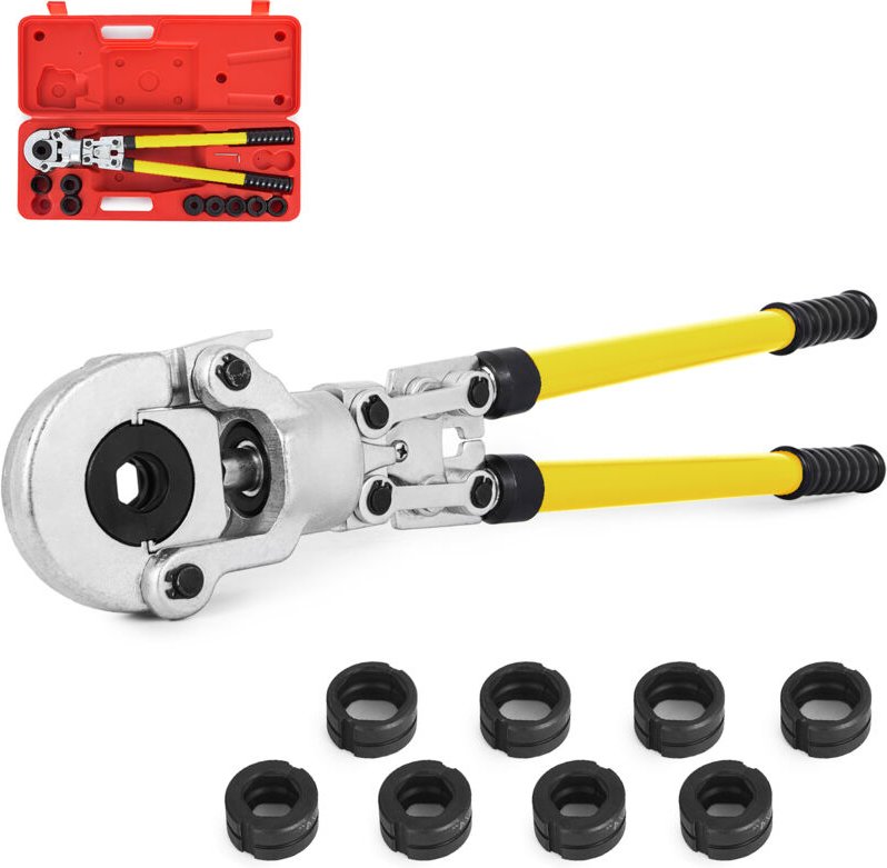 VEVOR Presszange V12, V15, V22, V28, TH16, TH20, TH26, TH32 mm, Crimpzange Presszange mit um 360° Drehbarem Kopf und Erg...