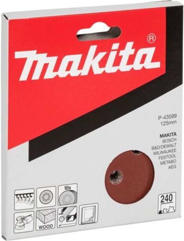 P-43599 Schleifpapier Körnung (num) 240 (ø) 125 mm 10 St. - Makita