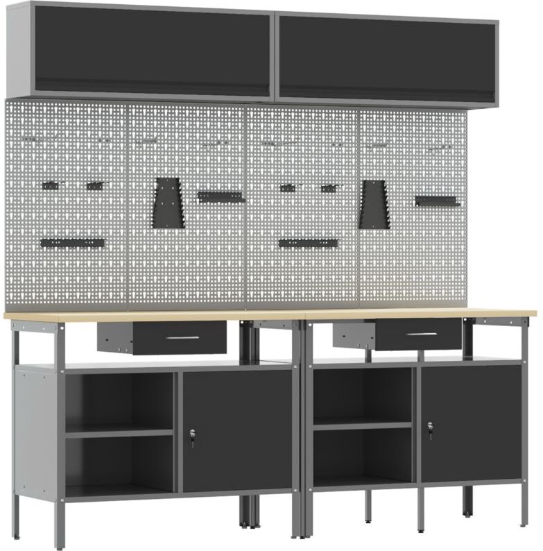 8-tlg. Werkbank-Set Schwarz Stahl vidaXL