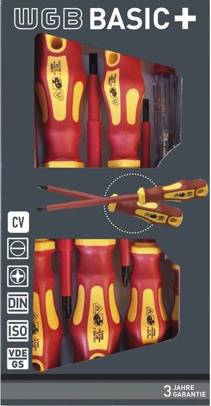 WGB - VDE-Schraubendreher-Satz Schlitz/Phillips+Spannungsprüfer 7-teilig