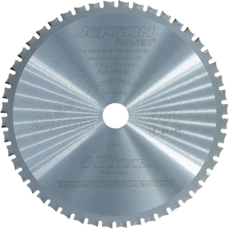 Jepson HM-Sägeblatt Drytech D=230x25,4x2,0mm 48Z für Stahl u. Inox