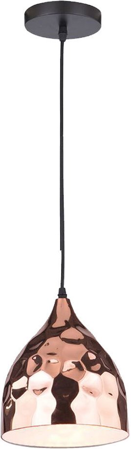 Vintage Pendel Lampe Hänge Flur Decken Fluter Hammerschlag Optik Leuchte rose-gold V-tac 3714