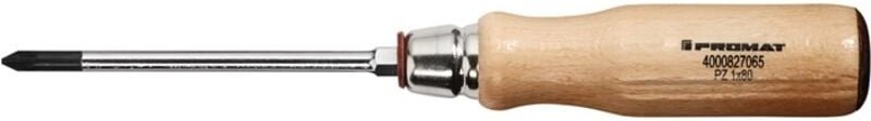 Promat - Schraubendreher Größe pzd 1 Klingenlänge 80 mm Holzgriff Rundklinge mit 6-Kant Ansatz