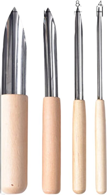 Set mit 4 halbrunden Lochschneidern, Töpfer-Keramikwerkzeugen, Holzgriff, Polymer-Ton-Stanzmesser, Töpferskulptur-Werkze...