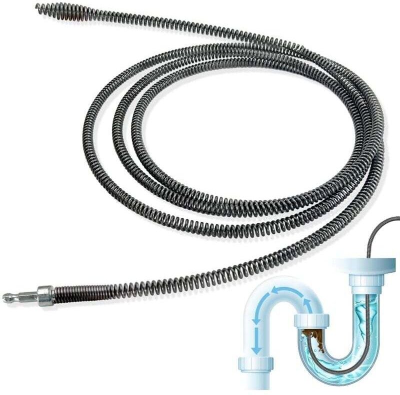 YMYNY Spiralstab zur Abflussreinigung, 10 mm Durchmesser x 3 m, Saugglocke mit Universal-Bohraufsatz und Netzadapter für...