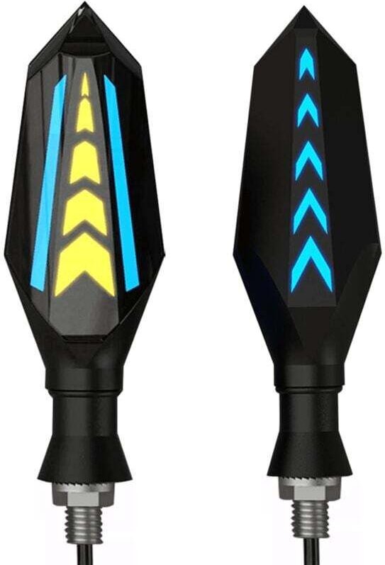 Motorrad-LED-Blinker, 2 Stück, 12 V, wasserdicht, universell, für Motorrad, doppelseitiges Licht, bernsteinfarben und bl...