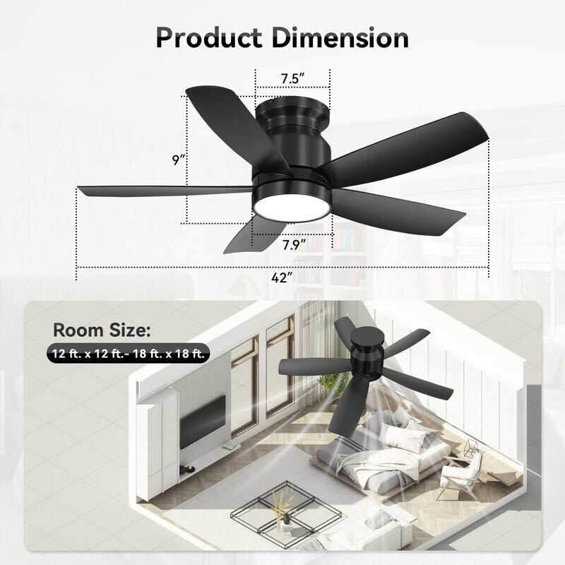 Schwarz Deckenventilator mit Lichtern, DC, 106.6 cm, 5 ABS-Flügel