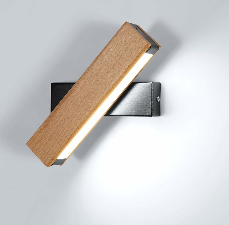 HOREL LED WALL WALL LACK, 5W 500 lm Holzwandleuchten, 360 ° -Wandlampe, 6500k Wandleuchte moderne weiße Innenräume für W...