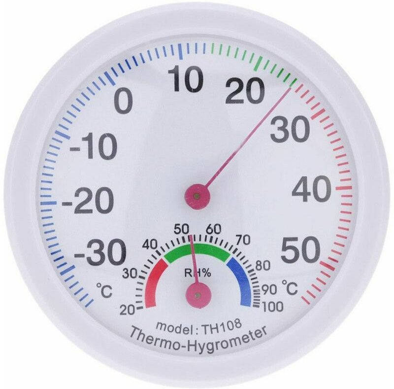 Mumu - Weiße Uhr geformtes Innen-Außen-Thermometer Temperatur-Hygrometer Feuchtigkeitsmesser