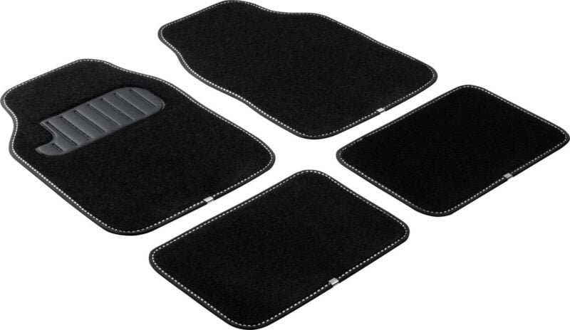 Walser - Auto-Teppich The Color, Universal Fußmatten-Set 4-teilig schwarz/weiß