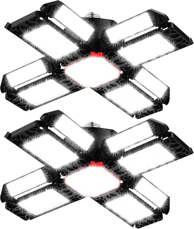 Ymyny - led Werkstattleuchte Garagenbeleuchtung 2 Stück, Verformbare Deckenleuchte mit 12 verstellbaren Paneelen - E26 /...