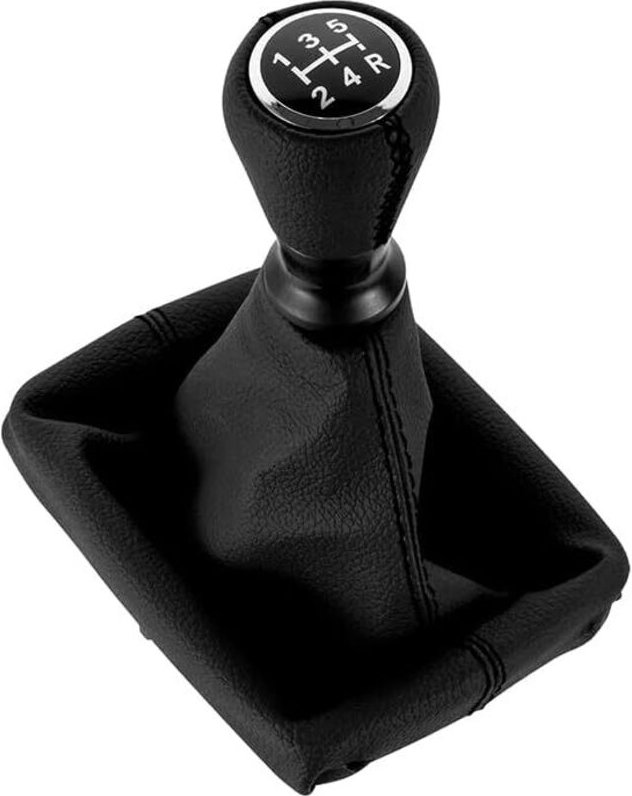 Lederschaltknauf mit Manschette, kompatibel mit Peugeot 206 406 (Schwarz)