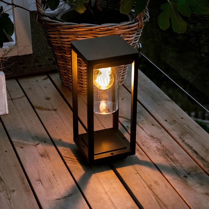 Etc-shop - Außen Steh Lampe Garten Beleuchtung alu Laterne Retro Hof Balkon Terrassen Deko Tisch Leuchte schwarz