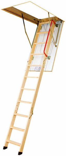 Dachbodentreppe aus Holz - Deckenhöhe 2.80m -Trichter 70x130cm - LWK70130-2