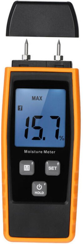 Holzfeuchtemessgerät, digitales LCD-Feuchtemessgerät, Holzfeuchtedetektor, Feuchtigkeitstester mit 2-poliger Sonde, Mess...