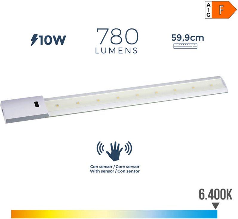 EDM - LED-Leiste mit Sensor 10w 780lm 6400k Kaltlicht 5,5x59,9cm