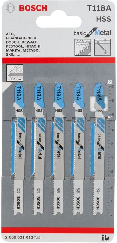 Stichsägeblatt t 118 a, Basic for Metal, 5er-Pack