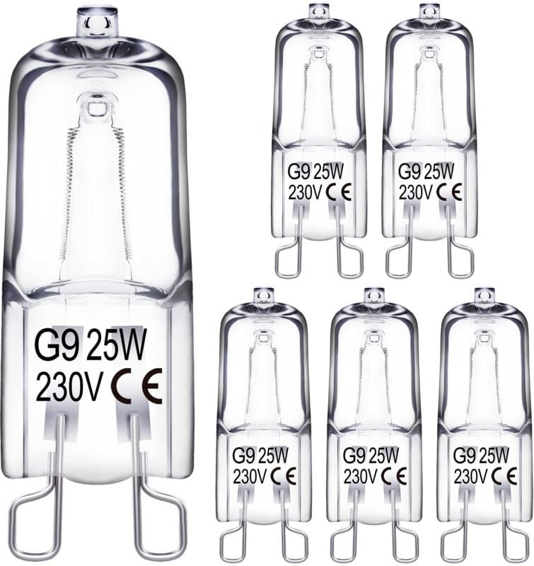 Thumbnail - G9 Halogenlampe, 25 W, 230 V, G9 Halogenlampe, dimmbar, 2800 K Warmweiß, 330 lm, für Backofen, Ofen, Mikrowelle (6er-Pac...