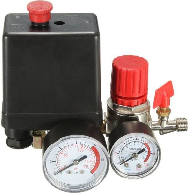 Mini-Luftdruckregler 240 v 15 a mit Manometer – Schaltersteuerung für Kompressor