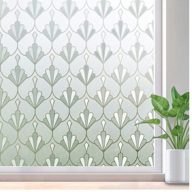 Elektrostatische Fensterfolie, Sichtschutzfolie, selbstklebend, wiederverwendbar, mattiert, blickdicht, mit Blumenmuster...