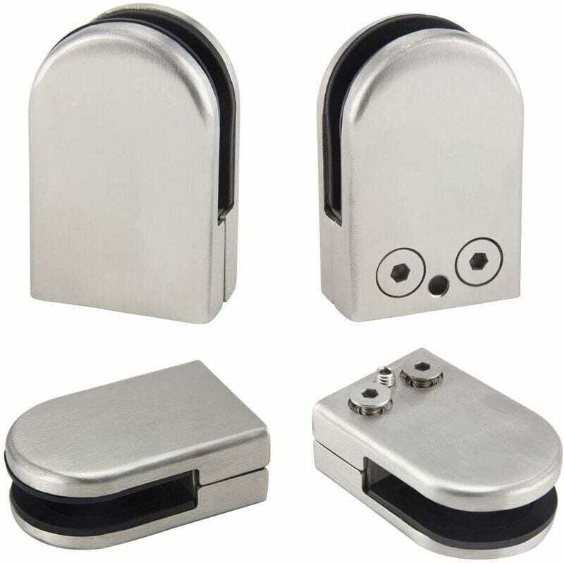 Aamunpa - 4 Stück Glasklemmhalterungen, 6–8 mm, Edelstahl, Glasclips, Klemmen, verstellbare Glashalter, flache Rückseite...