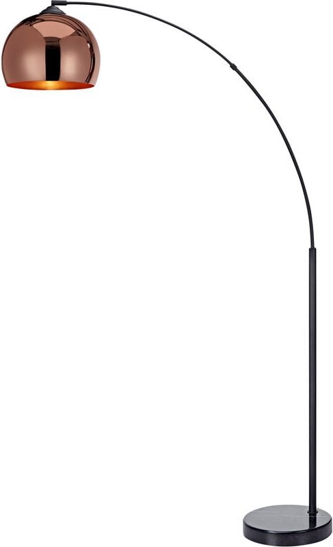 Teamson Home - Arquer Gewölbt Gebogen Stehende LED-Stehlampe mit Glockenschirm und Marmorsockel, Moderne Beleuchtung in ...