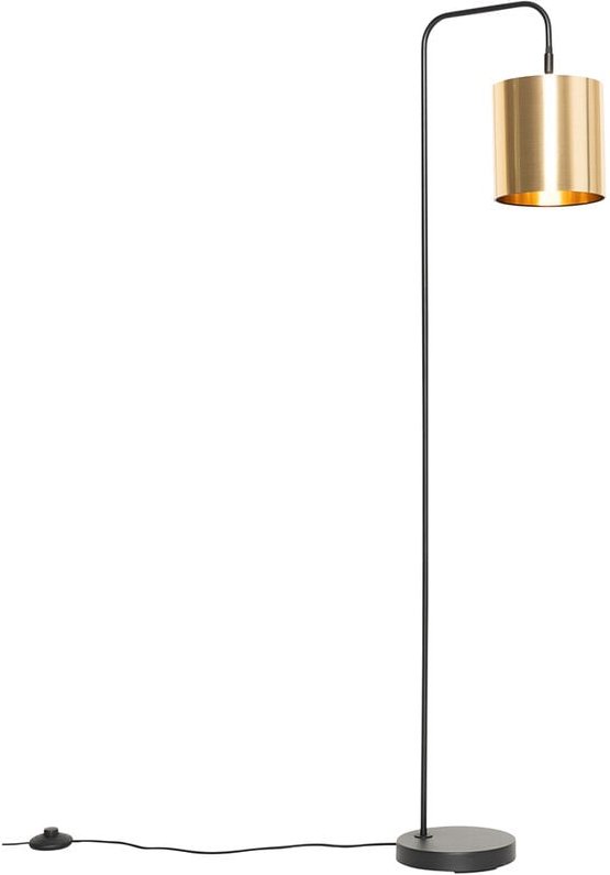 Moderne Stehlampe schwarz mit Gold - Lofty