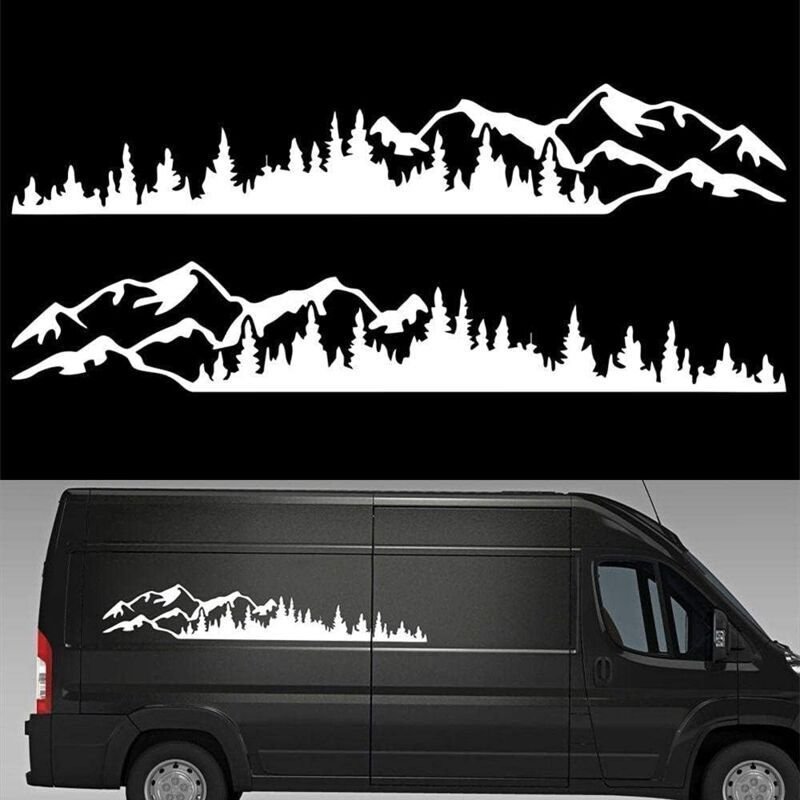 (Weiß) 2 Stück Autoaufkleber Bergwald Vinyl Autoaufkleber LKW Fenster Stoßstange Autotüraufkleber Kajak Dekorativer Viny...