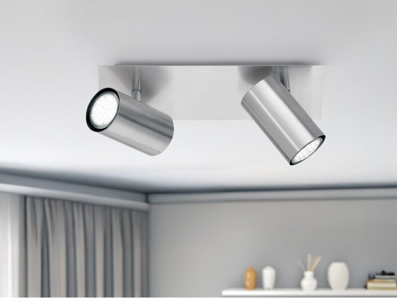 LED Deckenstrahler Silber 2-flammig, Breite 30cm