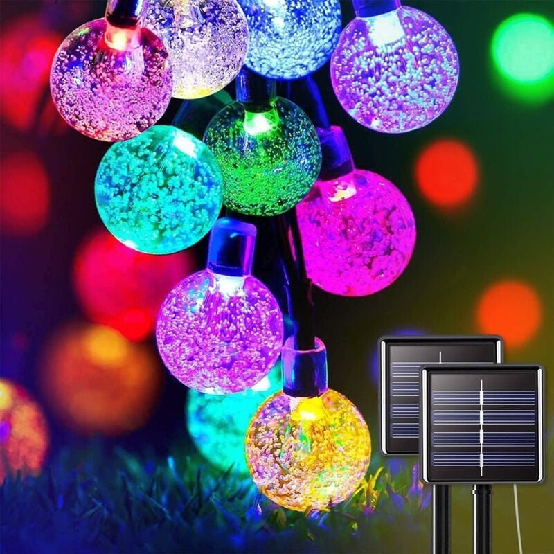 Solar-Lichterkette, Lichterkette, 50 LED-Kristallkugeln, IP65 wasserdicht, 8 Modi, dekorative Lichter für drinnen und dr...