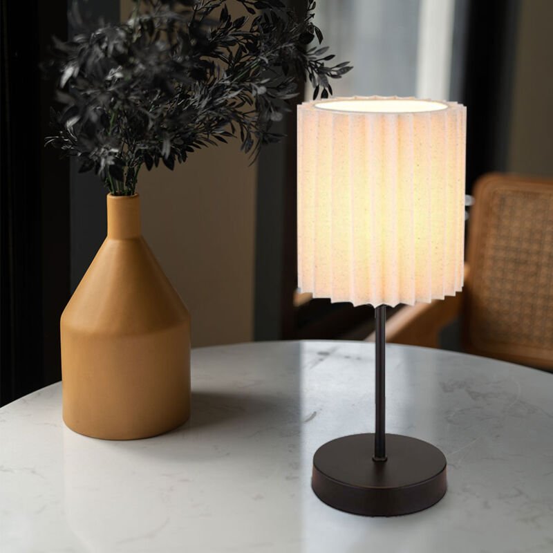 Globo Lighting - Tischlampe Nachttischlampe Tischleuchte Textil natur Leselampe schwarz h 35 cm