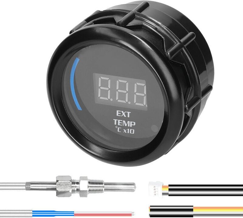 52 mm Abgastemperaturmessgerät, digitales Auto-Außentemperaturmessgerät, LED-Anzeige EGT (40–120) ℃ x 10 mit Sensor-Alar...