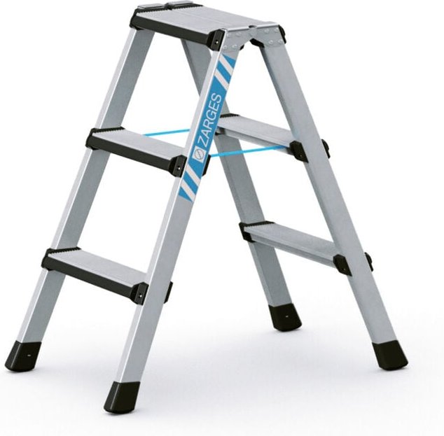 Comfortstep b Stufen-Stehleiter mit gepolsterter Stufen-Vorderkante, beidseitig begehbar 41432 Zarges Arbeitshöhe 2,25m