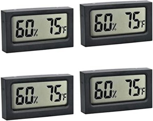 4 Fahrzeug-Reptil-Thermometer S-WS05 Elektronisches Mini--Hygrometer für Aquarien ℃/℉ Schwarz