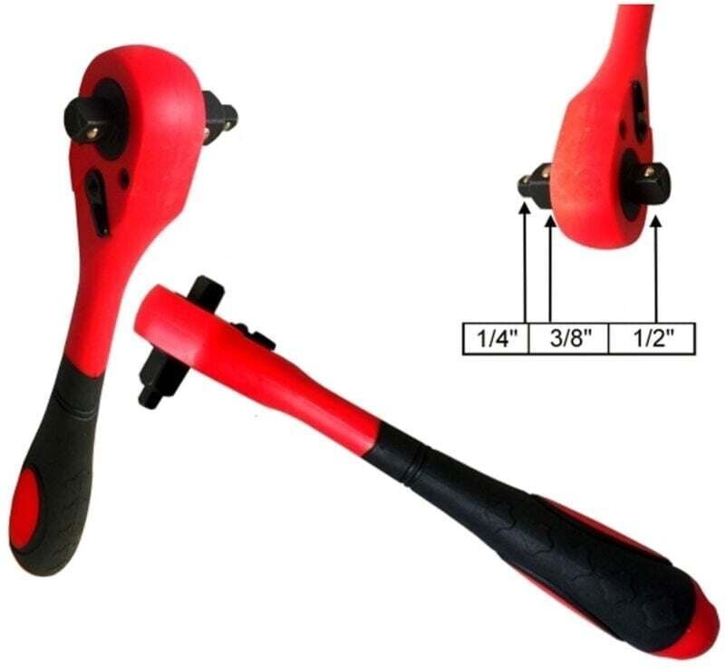 Thumbnail - 3-in-1-Universal-Umschaltratschenschlüssel für 1/4-Zoll-, 3/8-Zoll- und 1/2-Zoll-Steckschlüssel – - Ymyny