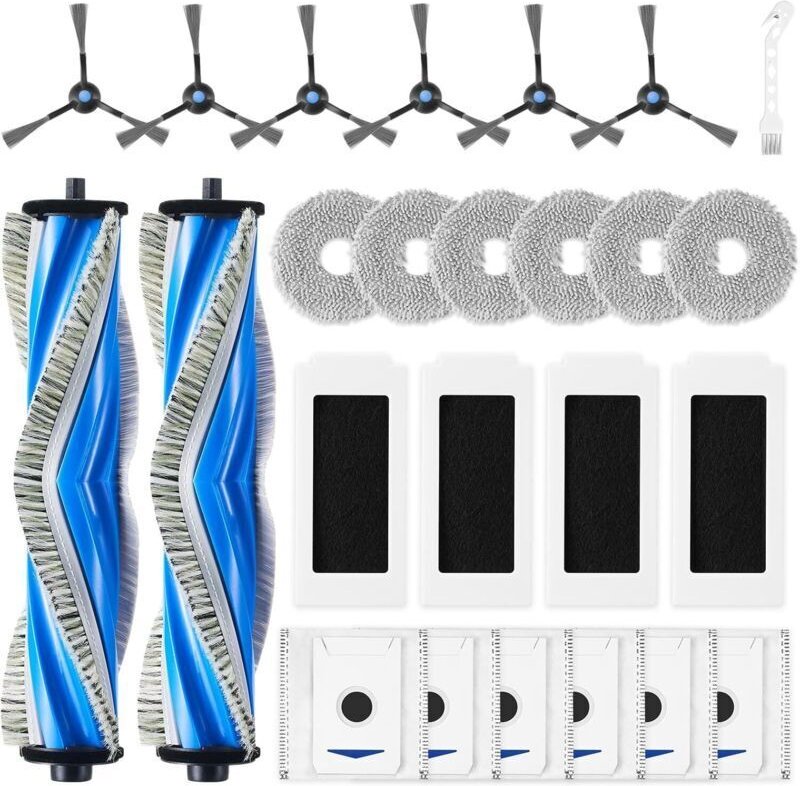 25-teiliges Zubehörset für Ecovacs Deebot T30 Omni / T30 Pro Omni Saugroboter, Ersatzteile, 2 verwicklungsfreie Hauptbür...