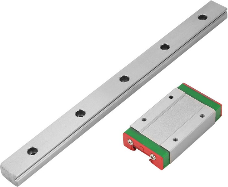 Linearführungsschiene LML15H, 200 mm lang, mit 1 verschiebbaren Verlängerungsblock.
