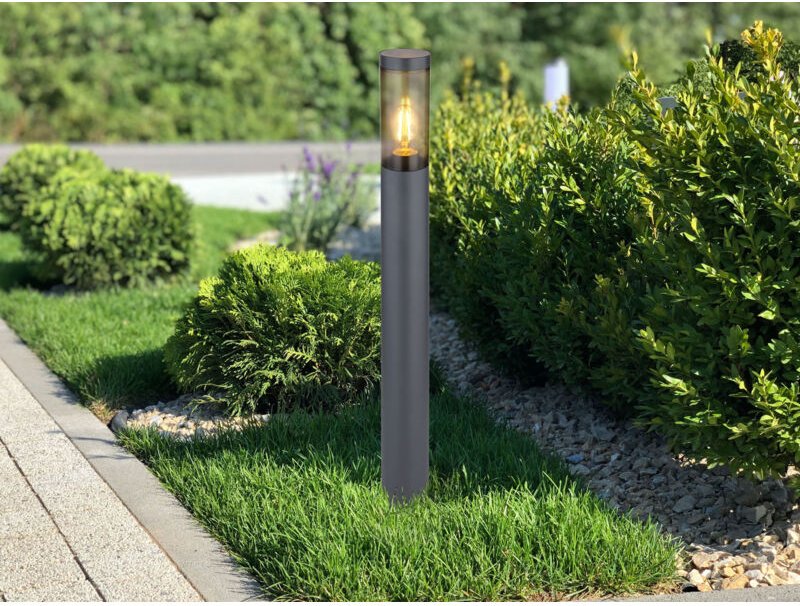 Meinewunschleuchte - led Wegeleuchte aus Edelstahl in Anthrazit & Rauch, Höhe 80cm