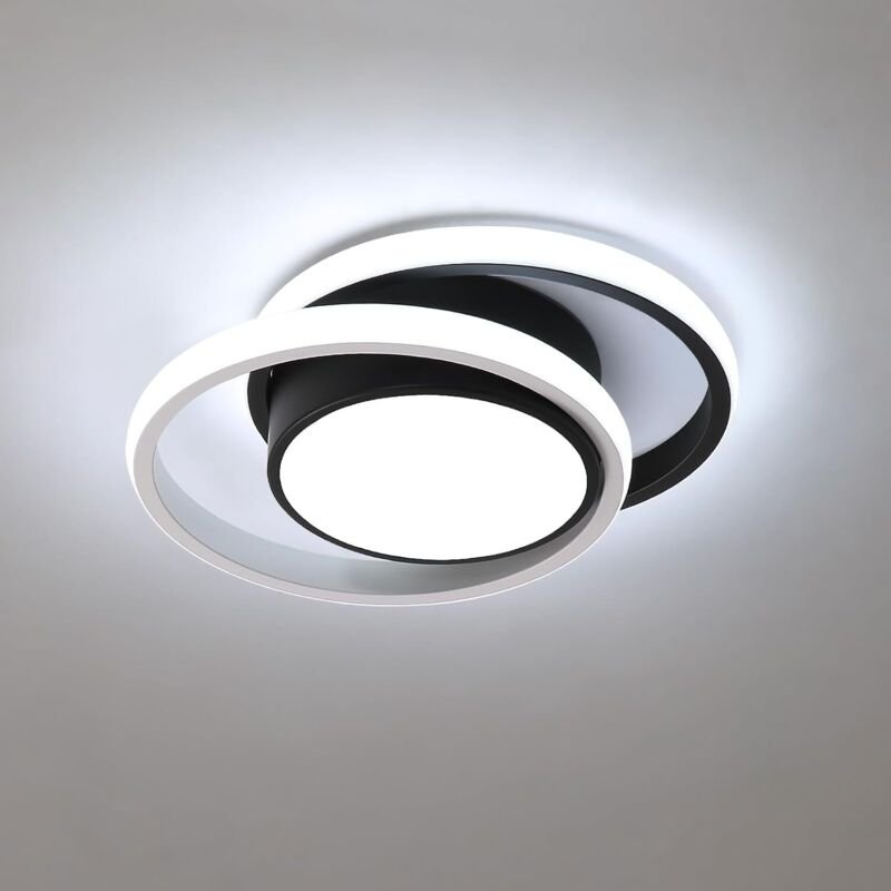 GOECO Moderne 32-W-LED-Deckenleuchte, doppelter Aluminiumkreis, für Flur, Eingangsbereich, Büro, Schlafzimmer, Küche, Ko...