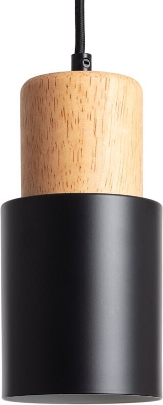 Pendelleuchte Metall und Holz Kidonge Schwarz