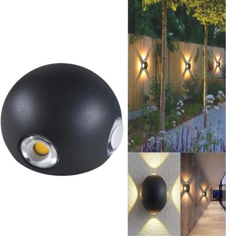 Led-Wandleuchte,4cob,rundewandleuchte,12w,naturschwarz,4000k,fürdenaußenbereich,21x