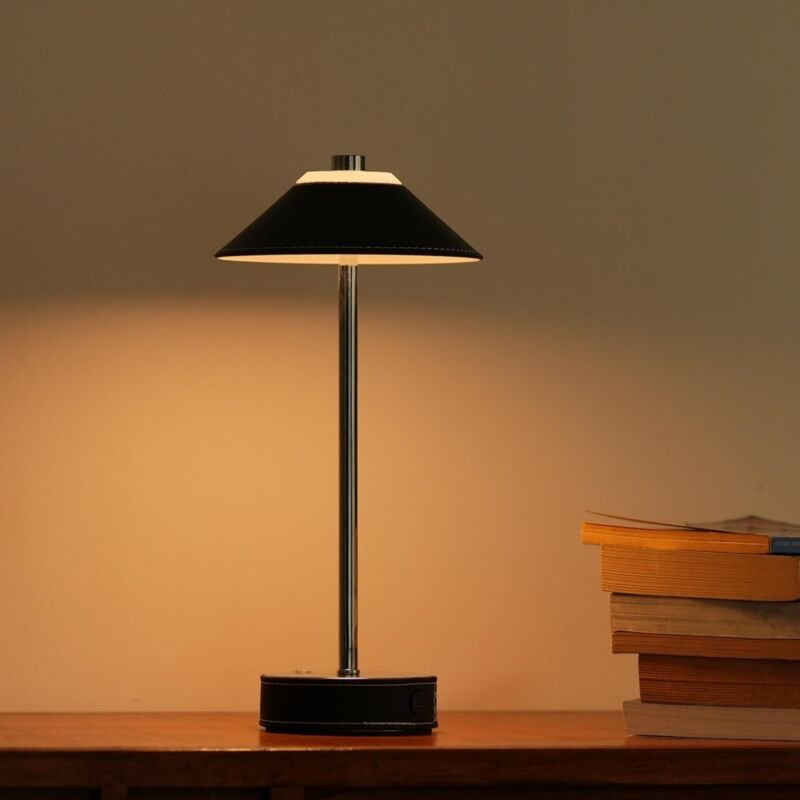 Kabellose LED Tischlampe Schwarz mit 5200mAh Akku