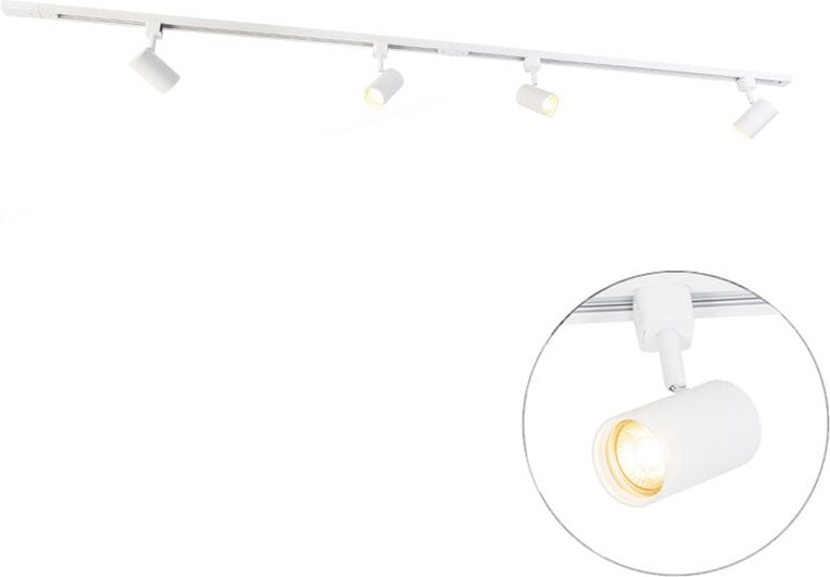 Modernes 1-Phasen-Schienensystem mit 4 Strahlern weiß - Jeana