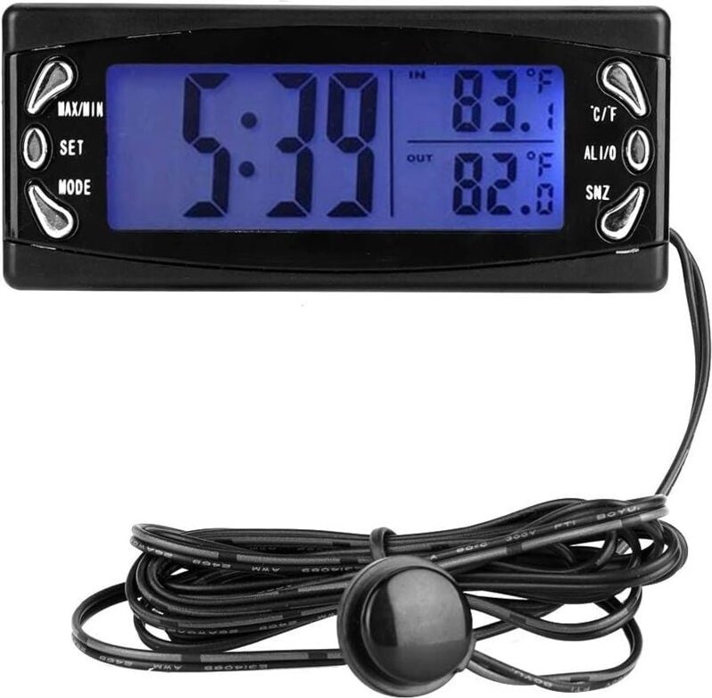 LCD-Uhr, digitales Autothermometer, Thermometer, 12 V für Auto, Wohnmobil