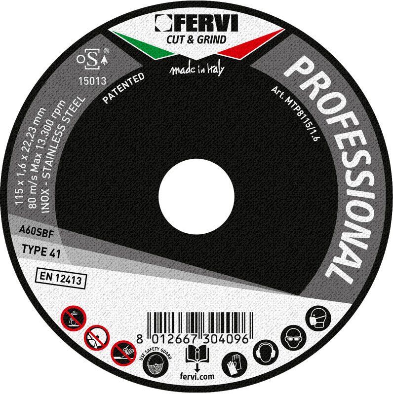 Fervi - trennscheiben für metall ø 115 x 1,6 x 22 mm A60 s MTP8115/1.6