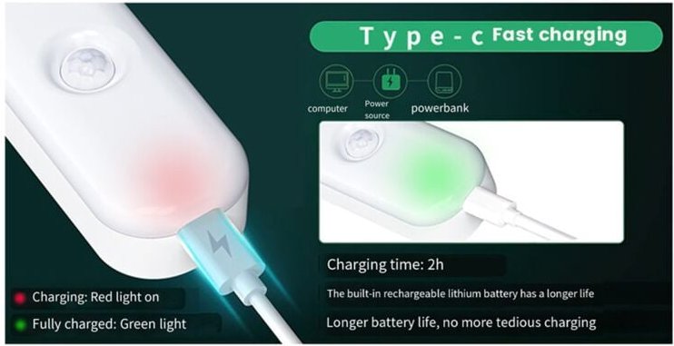 LED-Nachtlicht mit Bewegungsmelder, 2er-Pack zum Aufkleben, Wandleuchten, Schrank- und Treppenlichter, bewegungsaktivier...